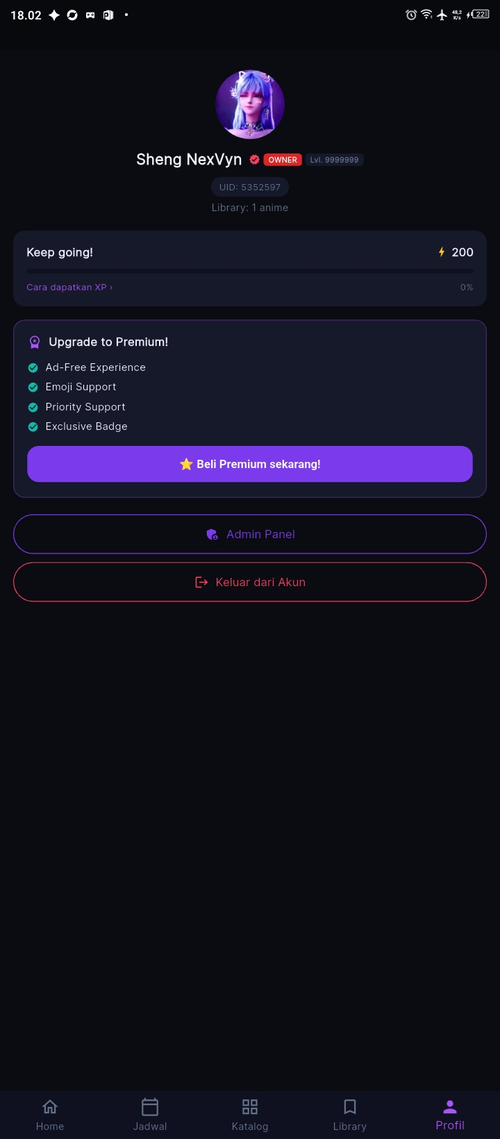 NexPlay Profile Screen